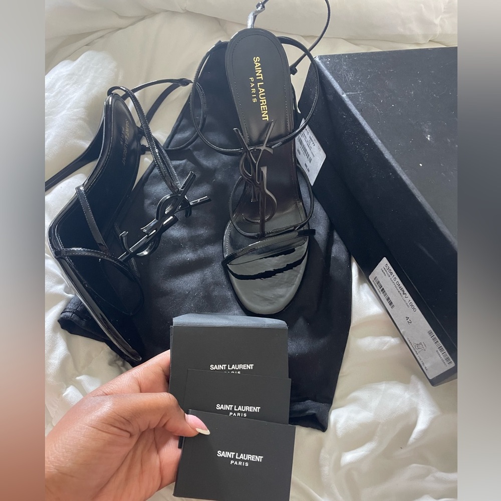 Saint Laurent YSL Opyum Patent ankle strap Sandals heels